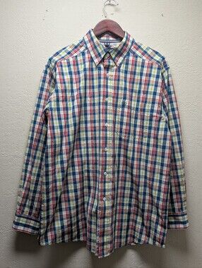 Mens Ariat Pro Series Plaid Casual Long Sleeve Button Down Shirt Sz Large Pocket